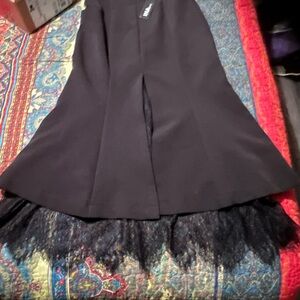 Ina Black Skirt with Lace Hem